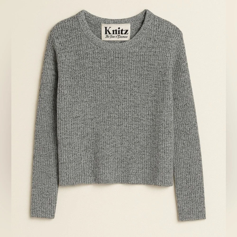 For Love and Lemons Knitz Waffle Knit Grey Crewneck Sweater Size XS